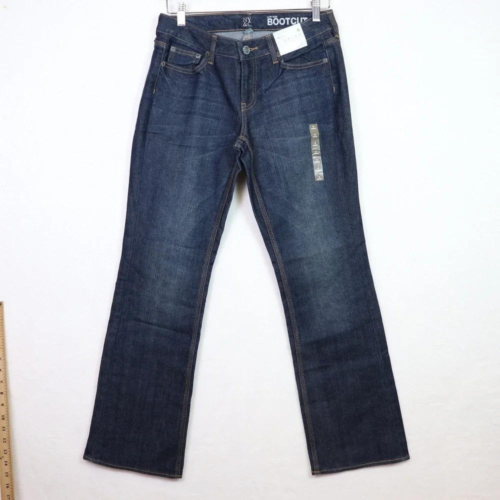 NY&C Dark Wash Low‎ Rise Curvy Bootcut Jeans 8 Petite